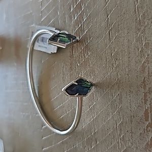 Kendra Scott Lilith Pinch Cuff Bracelet Abalone Silver Rhodium
